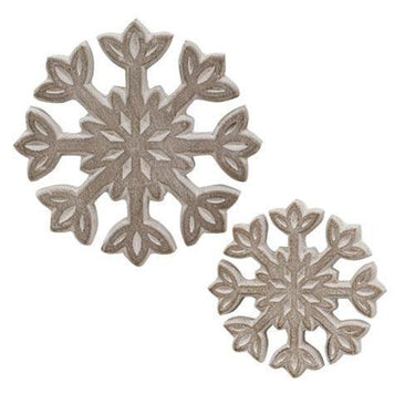 2 Set Rustic White Wooden Snowflakes - The Fox Decor